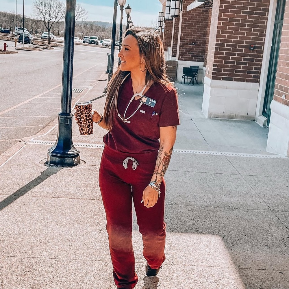 Wear FIGS Burgundy Scrub Set